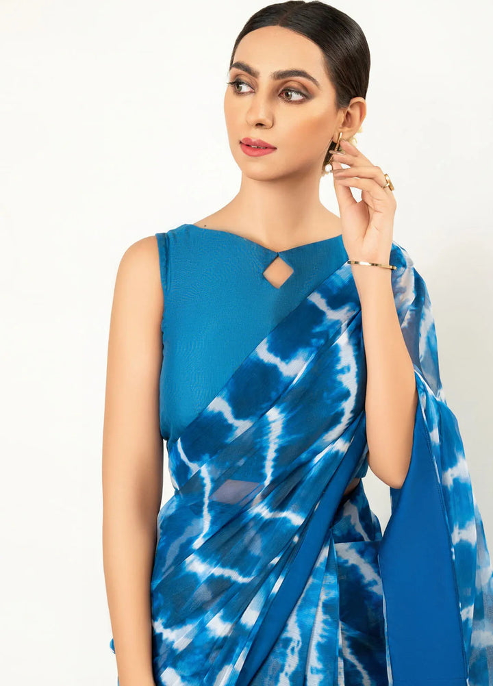 Imran Aftab Printed Chiffon Saree Unstitched Saree IASC-UF-07 - Festive Collection