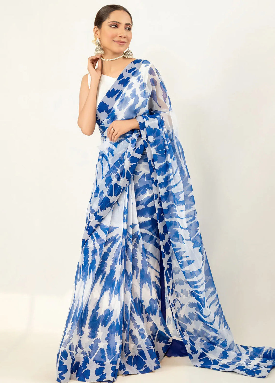 Imran Aftab Printed Chiffon Saree Unstitched Saree IASC-UF-08 - Festive Collection