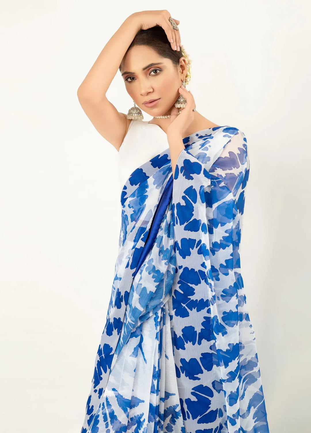 Imran Aftab Printed Chiffon Saree Unstitched Saree IASC-UF-08 - Festive Collection