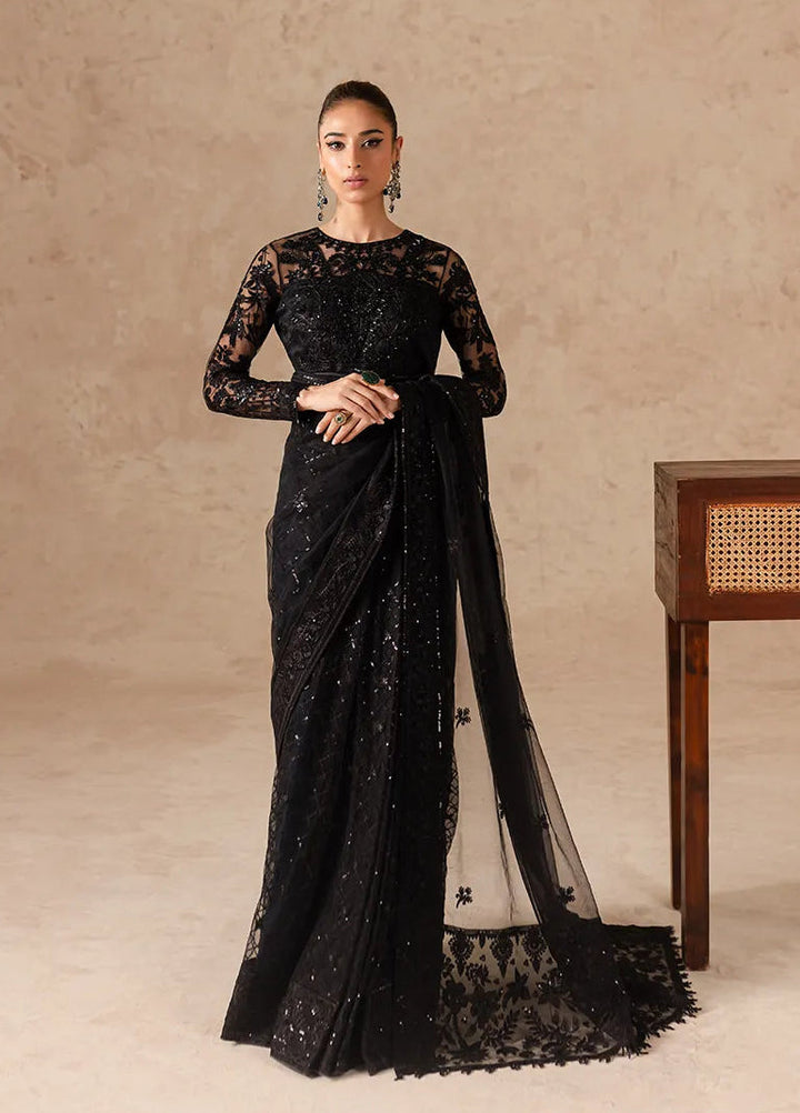 Imran Ramzan Embroidered Net Saree Unstitched IR24C Perle Noire - Formals Collection