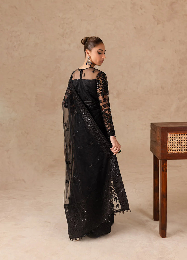 Imran Ramzan Embroidered Net Saree Unstitched IR24C Perle Noire - Formals Collection
