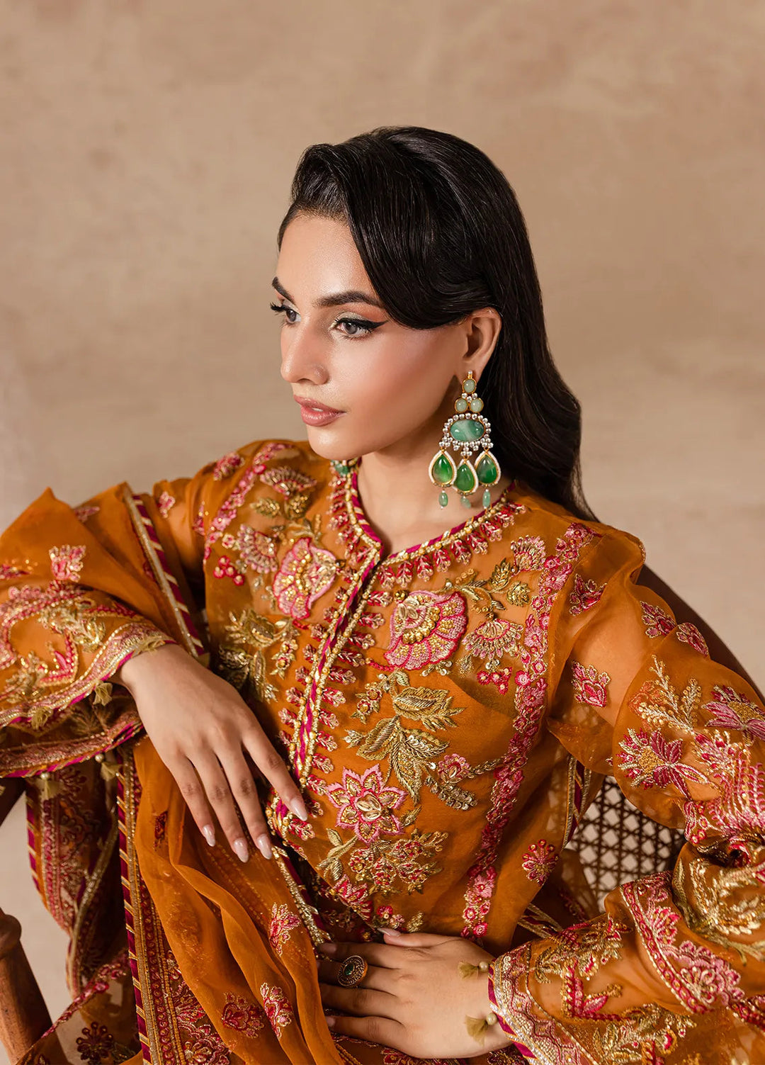 Imran Ramzan Embroidered Organza Suits Unstitched 3 Piece IR24C Amber Mist - Formals Collection