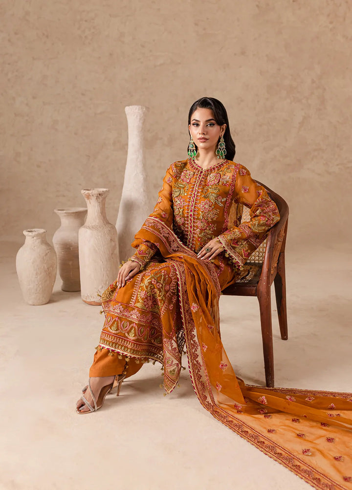 Imran Ramzan Embroidered Organza Suits Unstitched 3 Piece IR24C Amber Mist - Formals Collection