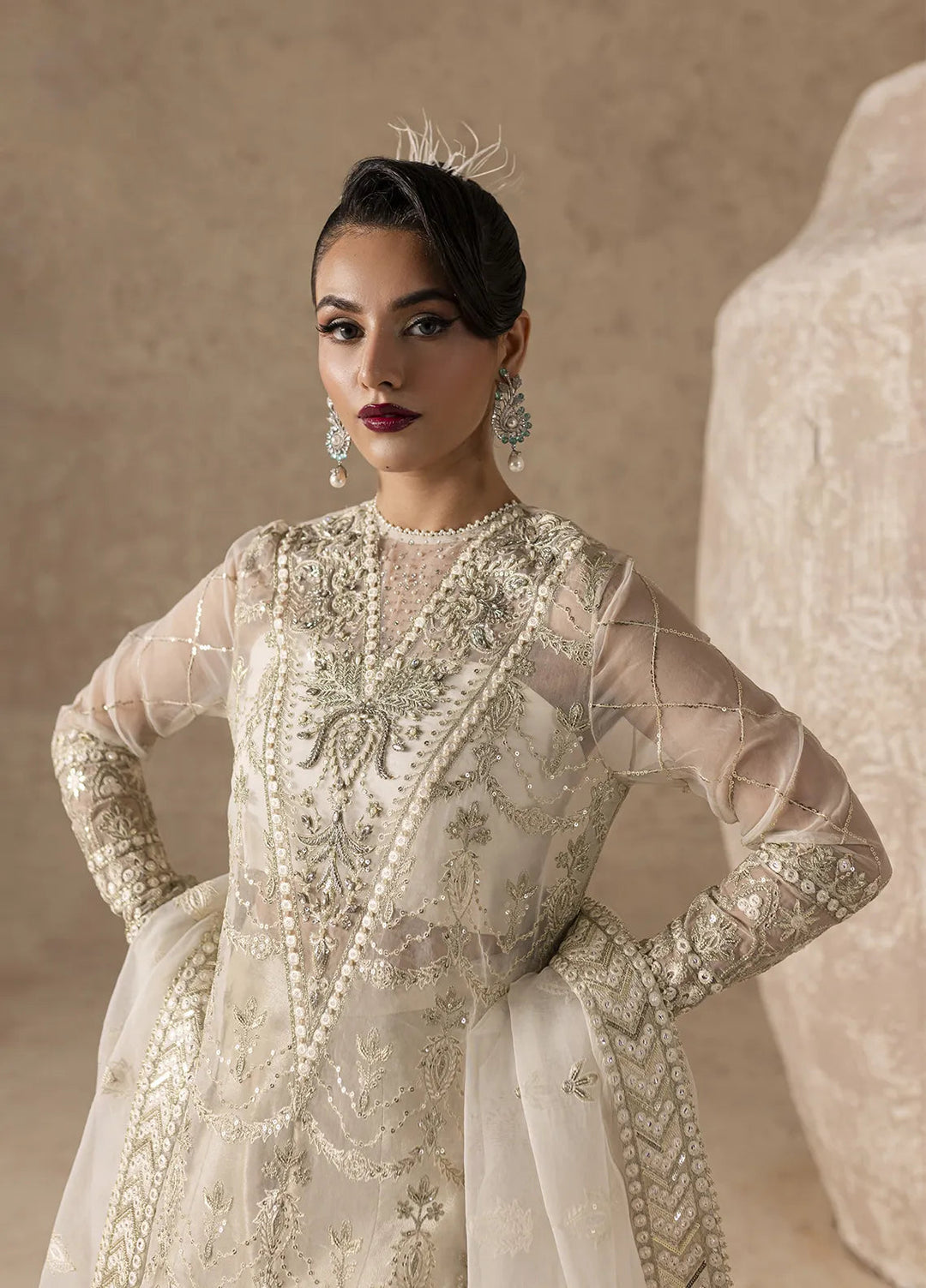 Imran Ramzan Embroidered Organza Suits Unstitched 3 Piece IR24C Pearl Reverie - Formals Collection