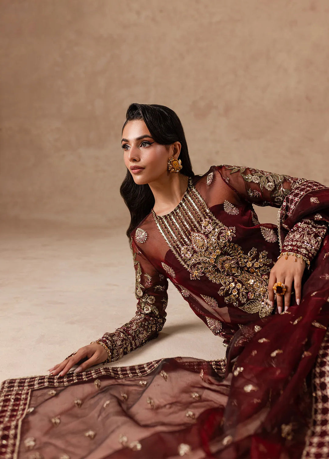 Imran Ramzan Embroidered Organza Suits Unstitched 3 Piece IR24C Ruby Dream - Formals Collection