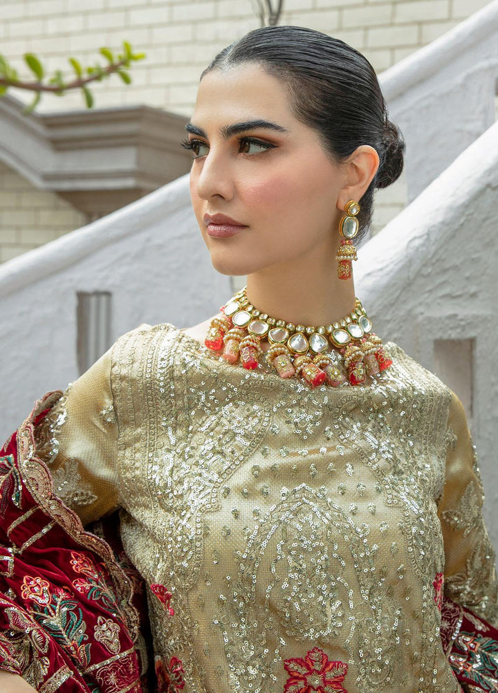 De Velour By Imrozia Premium Embroidered Zari Suits Unstitched 3 Piece IMP22DV I.V-15 Meer - Luxury Collection