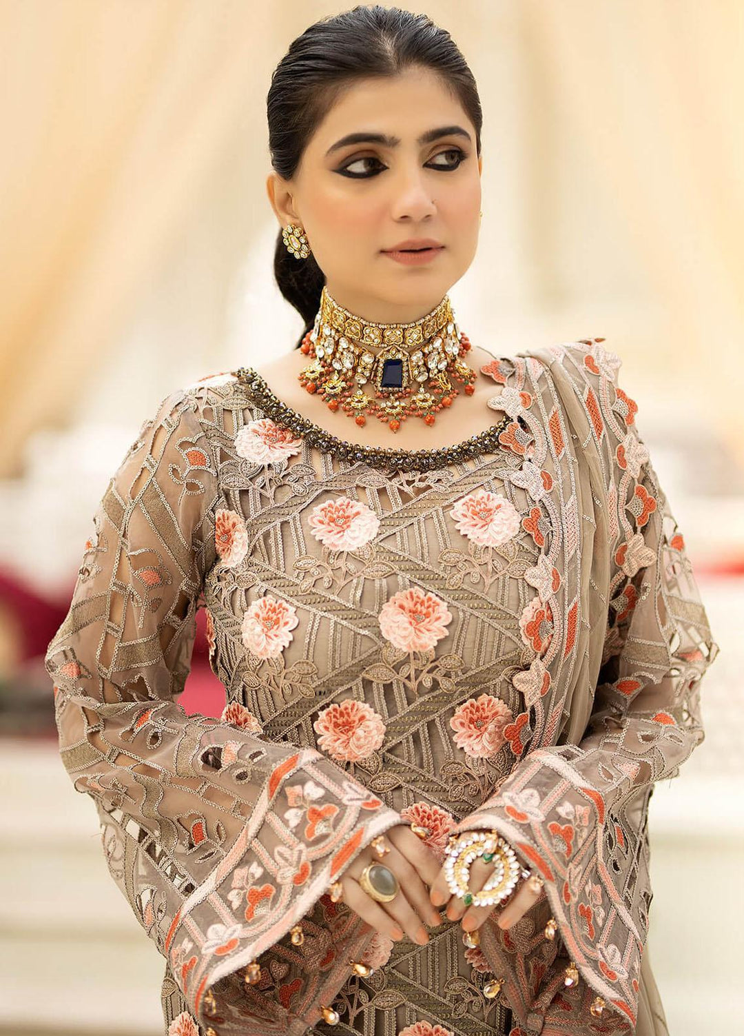 Imrozia Premium Embroidered Organza Suits Unstitched 3 Piece IMP23FL L-265 Aubade - Luxury Collection