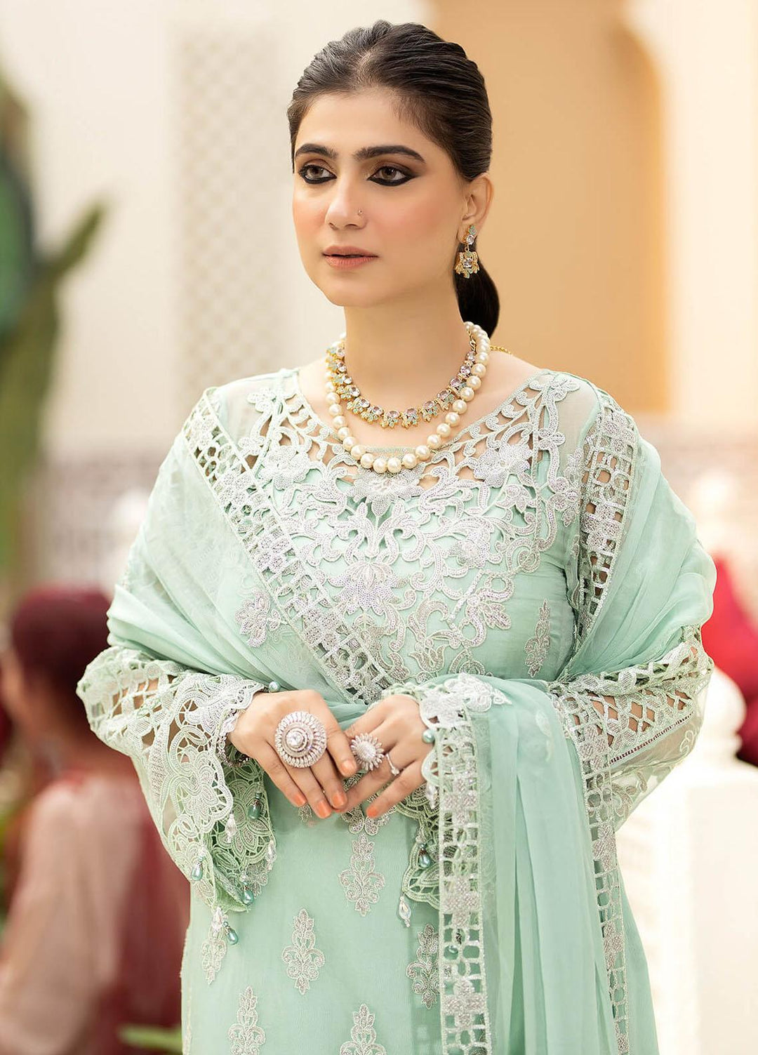 Imrozia Premium Embroidered Organza Suits Unstitched 3 Piece IMP23FL L-268 Amber Vivacity - Luxury Collection