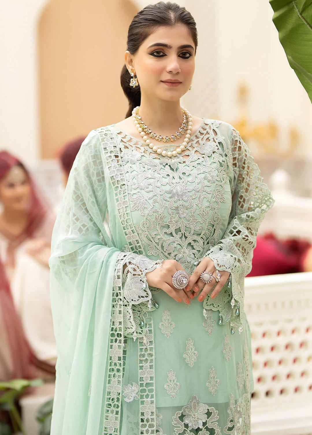 Imrozia Premium Embroidered Organza Suits Unstitched 3 Piece IMP23FL L-268 Amber Vivacity - Luxury Collection