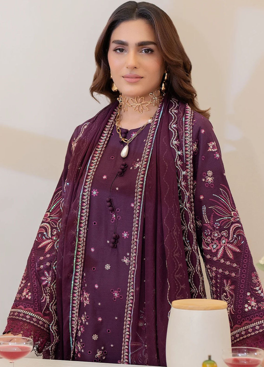 Imrozia Premium Pret Embroidered Lawn 3 Piece Suit IP-135 Nilofer