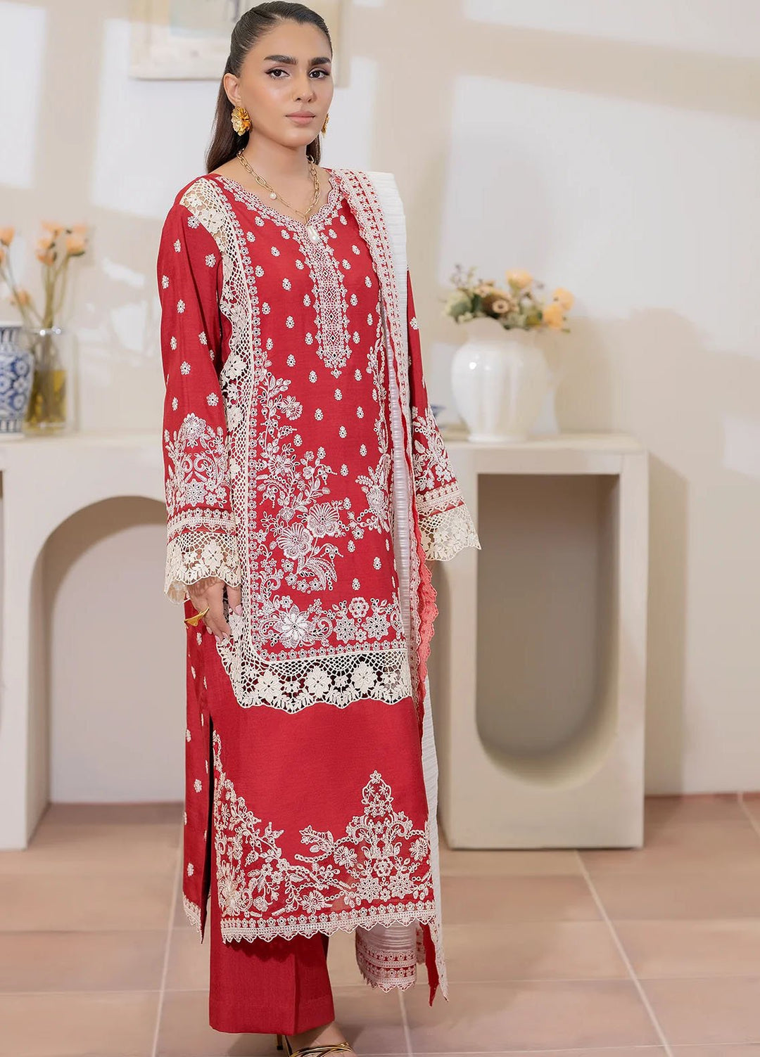 Imrozia Premium Pret Embroidered Lawn 3 Piece Suit IP-137 Mahrosh