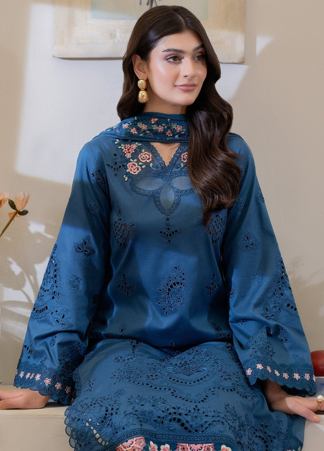 Imrozia Premium Pret Embroidered Lawn 3 Piece Suit IP-143 Kushar