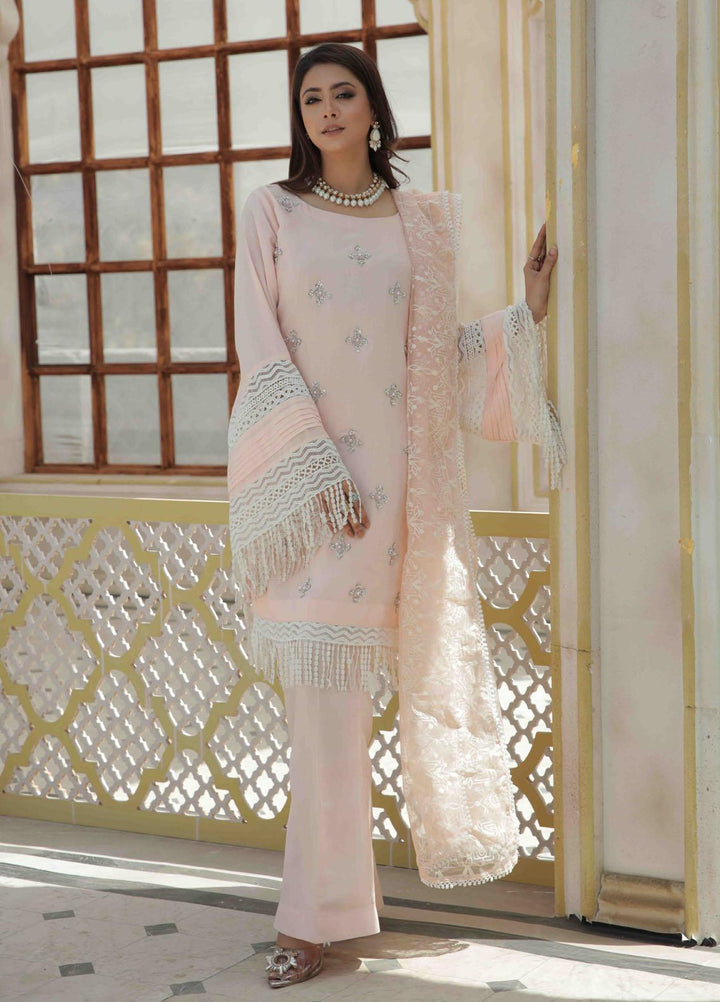 Mehak Yaqoob Ready to Wear Luxury Raw Silk 3 Piece Suit 03 Flora- Powder Pink