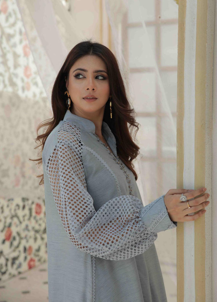 Mehak Yaqoob Ready to Wear Luxury Raw Silk 3 Piece Suit 06 Ruth- Steel grey