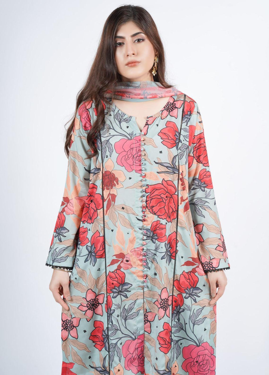 Vibgyor Fashion Pret Formal Silk 3 Piece Suit D4-C1-23S BLOSTMA SEA GREEN