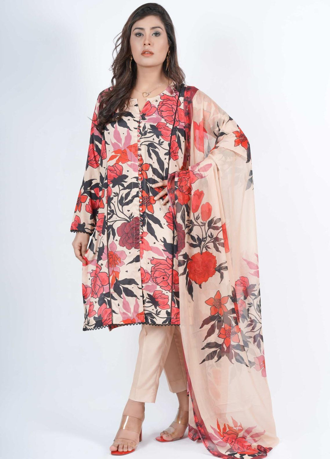 Vibgyor Fashion Pret Formal Silk 3 Piece Suit D4-C2-23S BLOSTMA SKIN