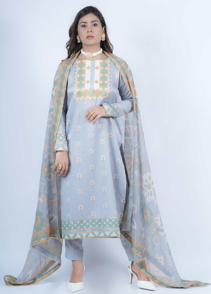 Vibgyor Fashion Pret Formal Corduroy 3 Piece Suit D9-C1-23S DAISY LIGHT BLUE