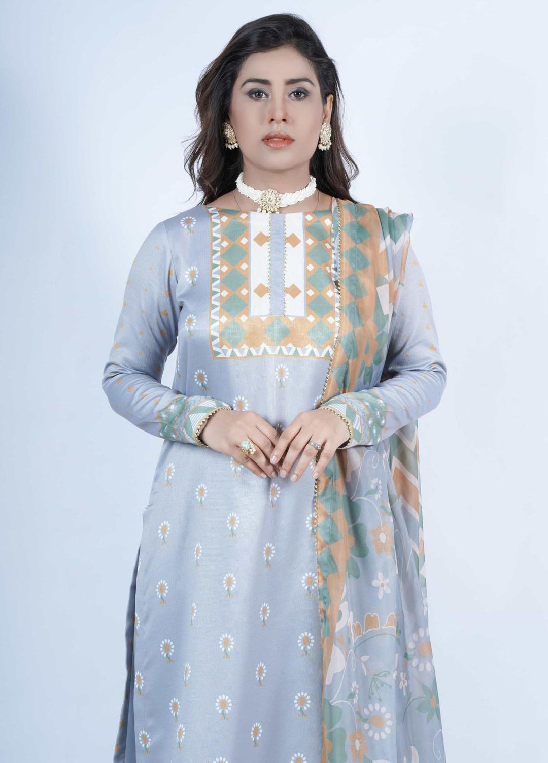 Vibgyor Fashion Pret Formal Corduroy 3 Piece Suit D9-C1-23S DAISY LIGHT BLUE