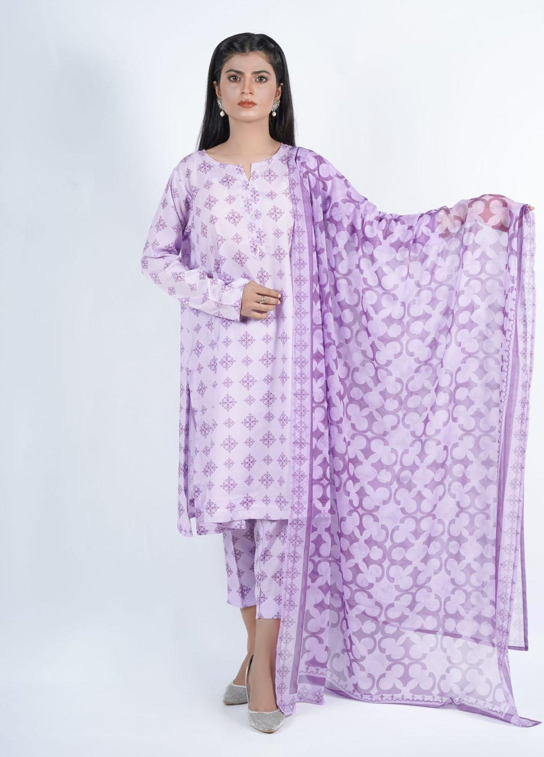 Vibgyor Fashion Pret Formal Silk 3 Piece Suit D3-C2-23S MONOCHROMATOSE LILAC