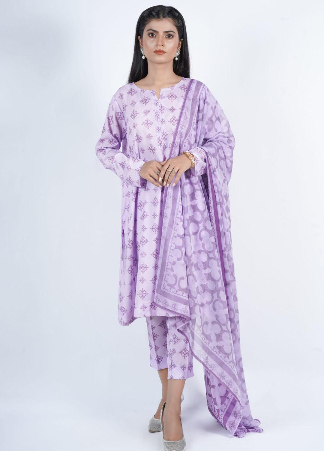 Vibgyor Fashion Pret Formal Silk 3 Piece Suit D3-C2-23S MONOCHROMATOSE LILAC