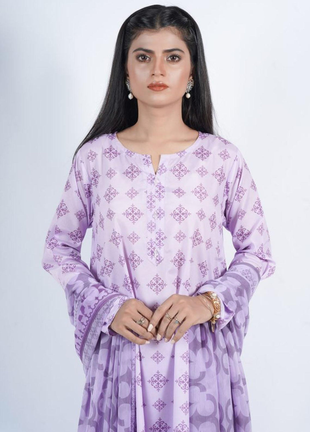 Vibgyor Fashion Pret Formal Silk 3 Piece Suit D3-C2-23S MONOCHROMATOSE LILAC