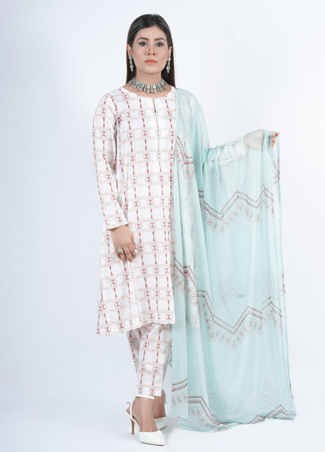 Vibgyor Fashion Pret Formal Silk 3 Piece Suit D1-C1-23S SYMPHONIE OFF-WHITE