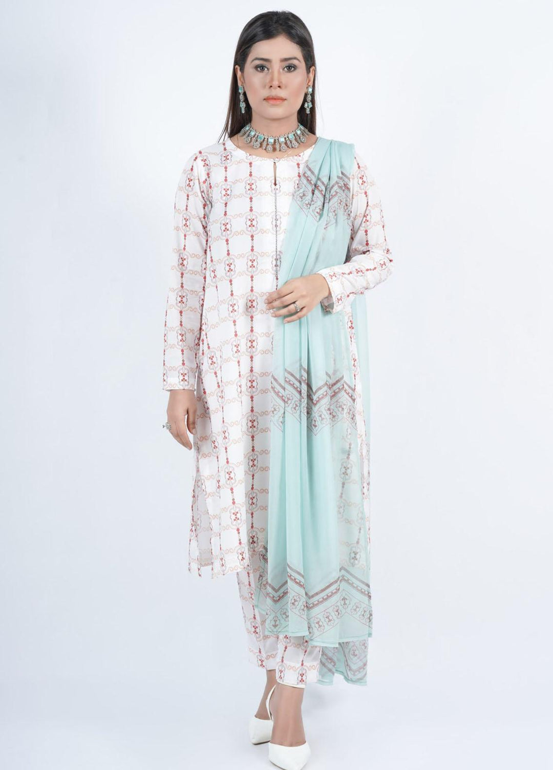 Vibgyor Fashion Pret Formal Silk 3 Piece Suit D1-C1-23S SYMPHONIE OFF-WHITE