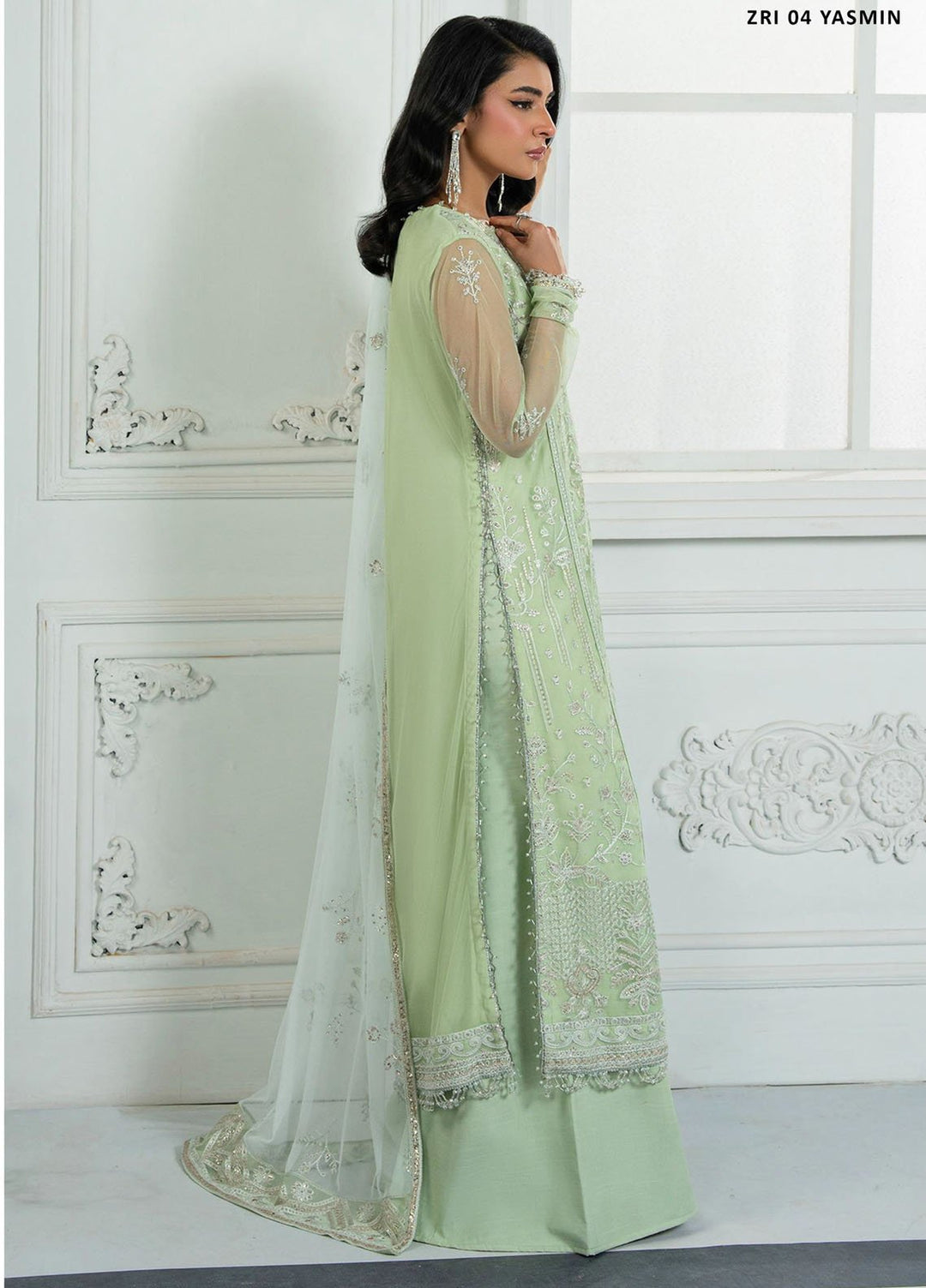 Inara by Zarif Embroidered Net Suits Unstitched 3 Piece ZR25UF ZRI-04 Yasmin - Formals Collection