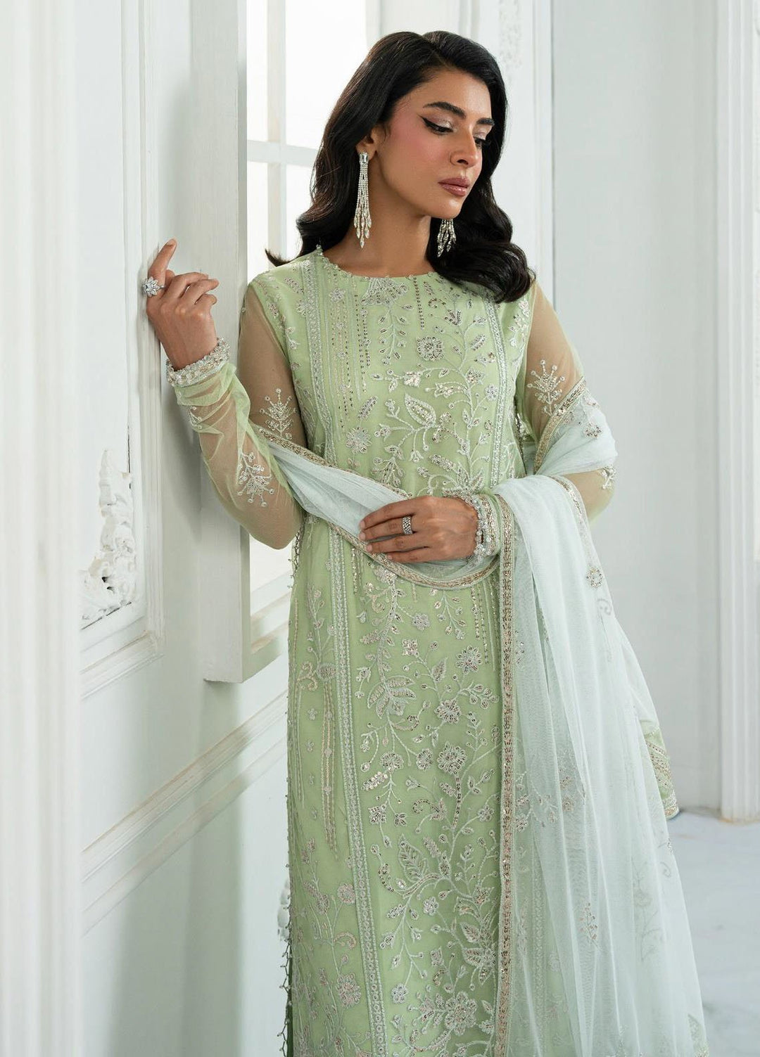 Inara by Zarif Embroidered Net Suits Unstitched 3 Piece ZR25UF ZRI-04 Yasmin - Formals Collection