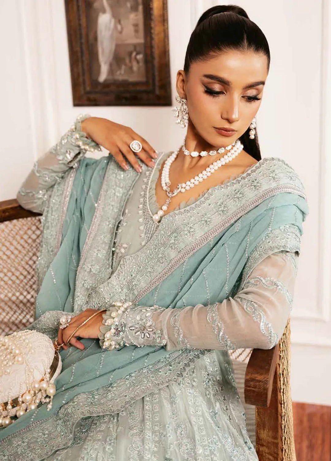 Inayat By Ajr Embroidered Chiffon Suit Unstitched 3 Piece AJR24IWD-04 Exquisite Rose - Formal Collection