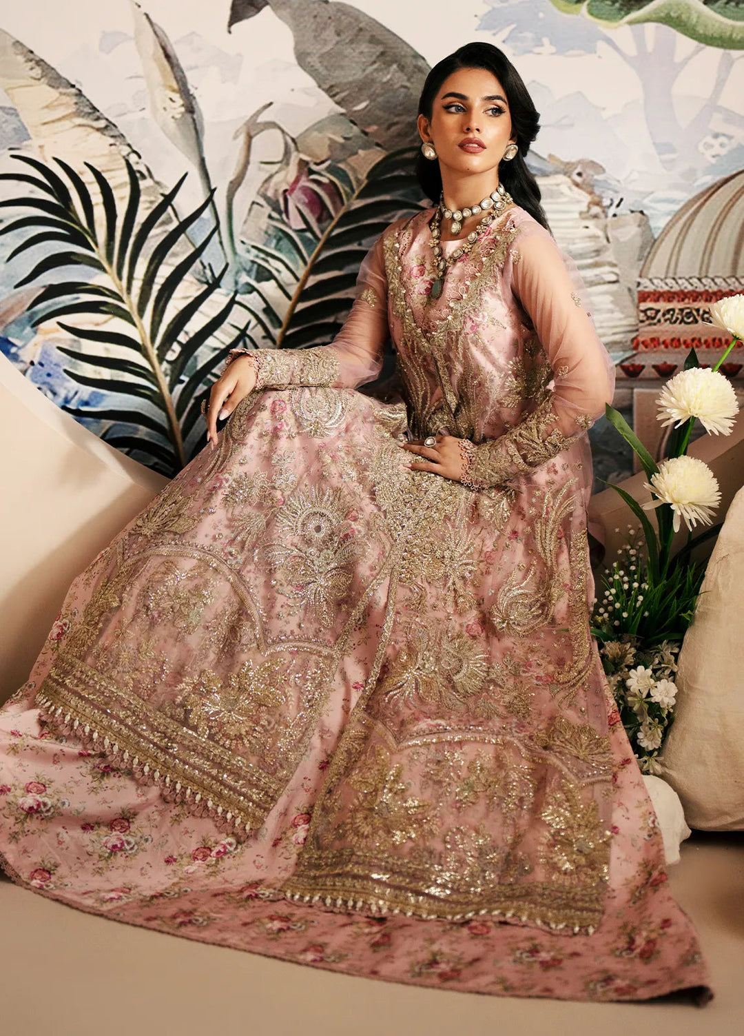 Inayat By AJR Embroidered Net Suit Unstitched 3 Piece AJR24I AFF-0 1 Begonia - Luxury Collection