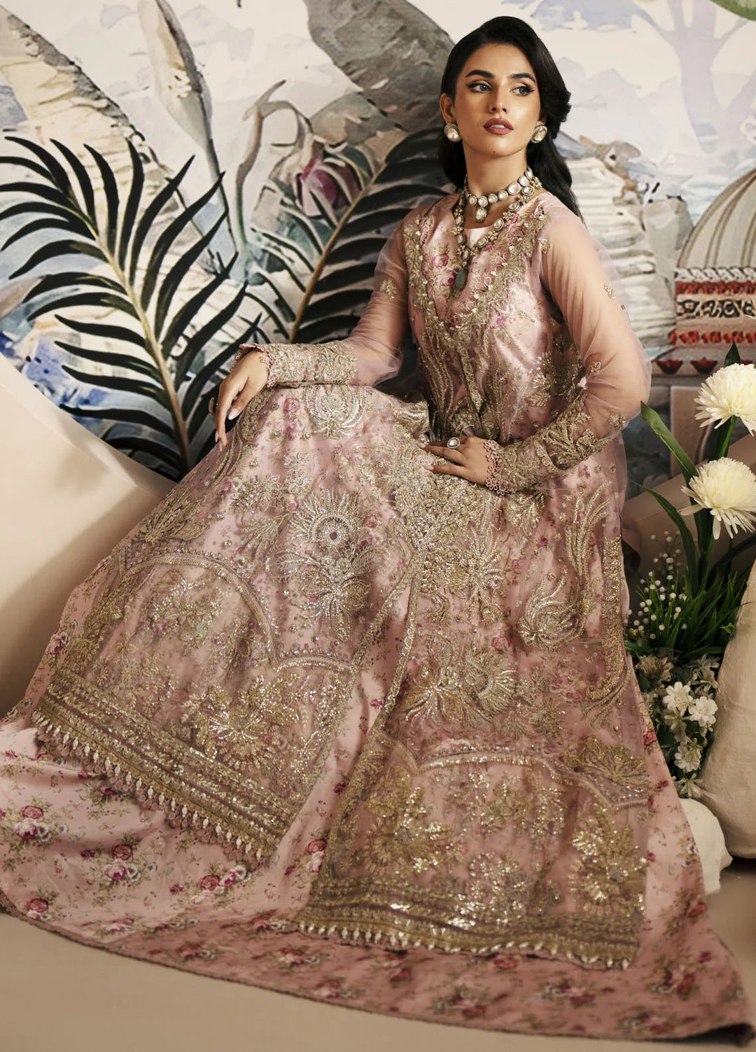 Inayat By AJR Embroidered Net Suit Unstitched 3 Piece AJR24I AFF-0 1 Begonia - Luxury Collection