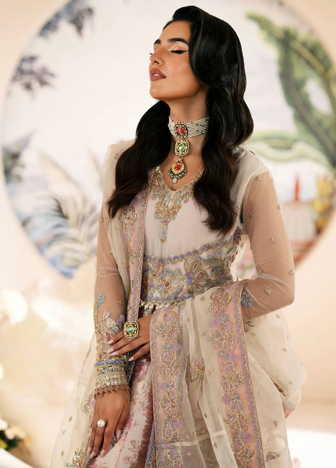 Inayat By AJR Embroidered Net Suit Unstitched 3 Piece AJR24I AFF-0 3 Amaryllis - Luxury Collection