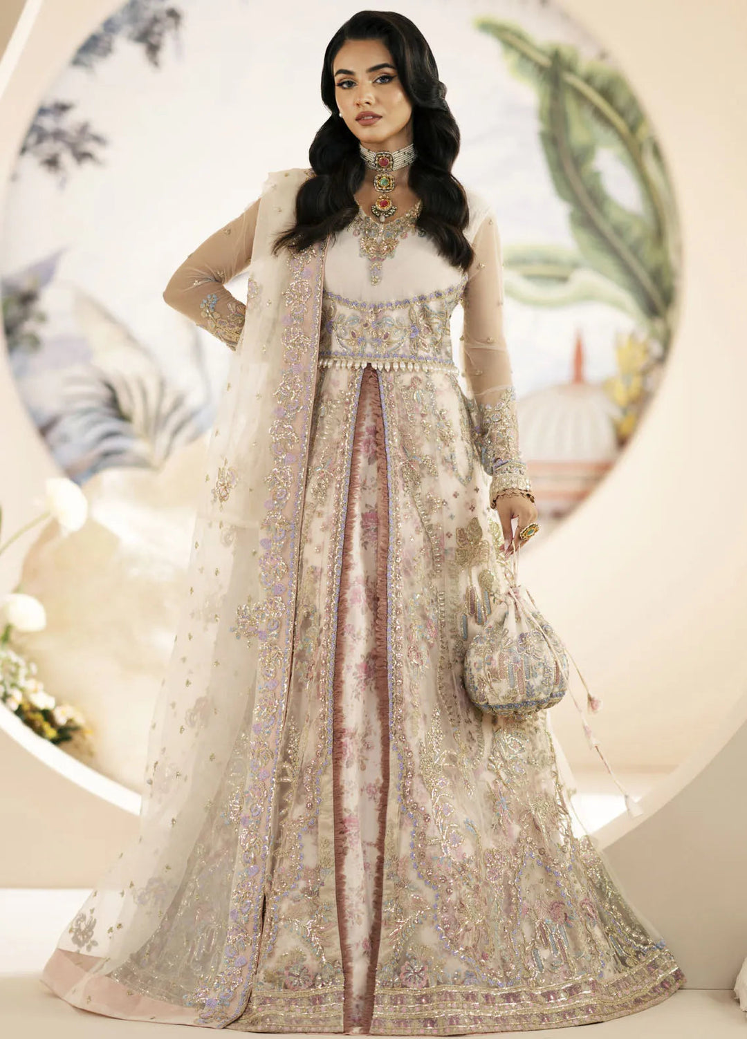 Inayat By AJR Embroidered Net Suit Unstitched 3 Piece AJR24I AFF-0 3 Amaryllis - Luxury Collection