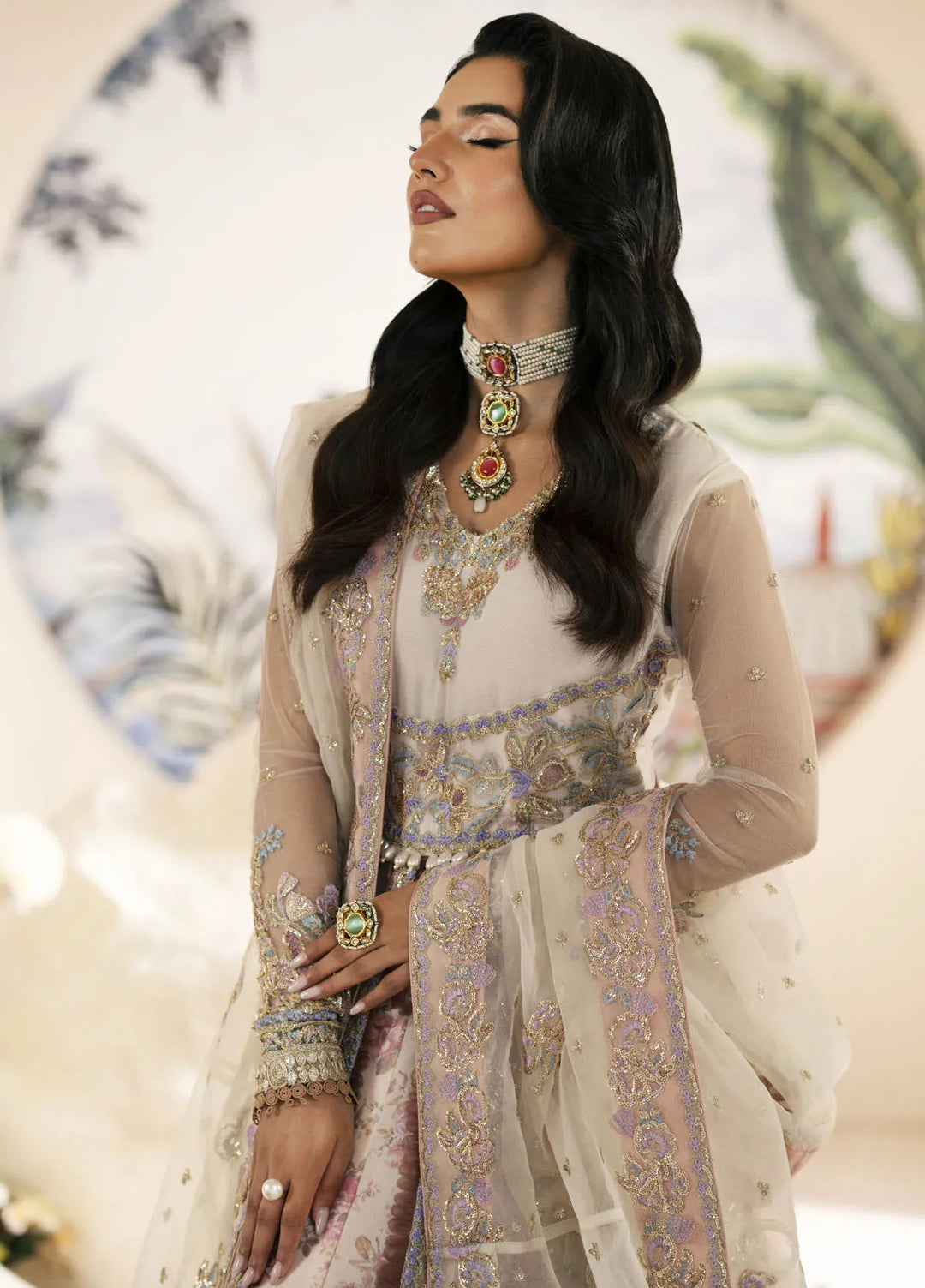 Inayat By AJR Embroidered Net Suit Unstitched 3 Piece AJR24I AFF-0 3 Amaryllis - Luxury Collection