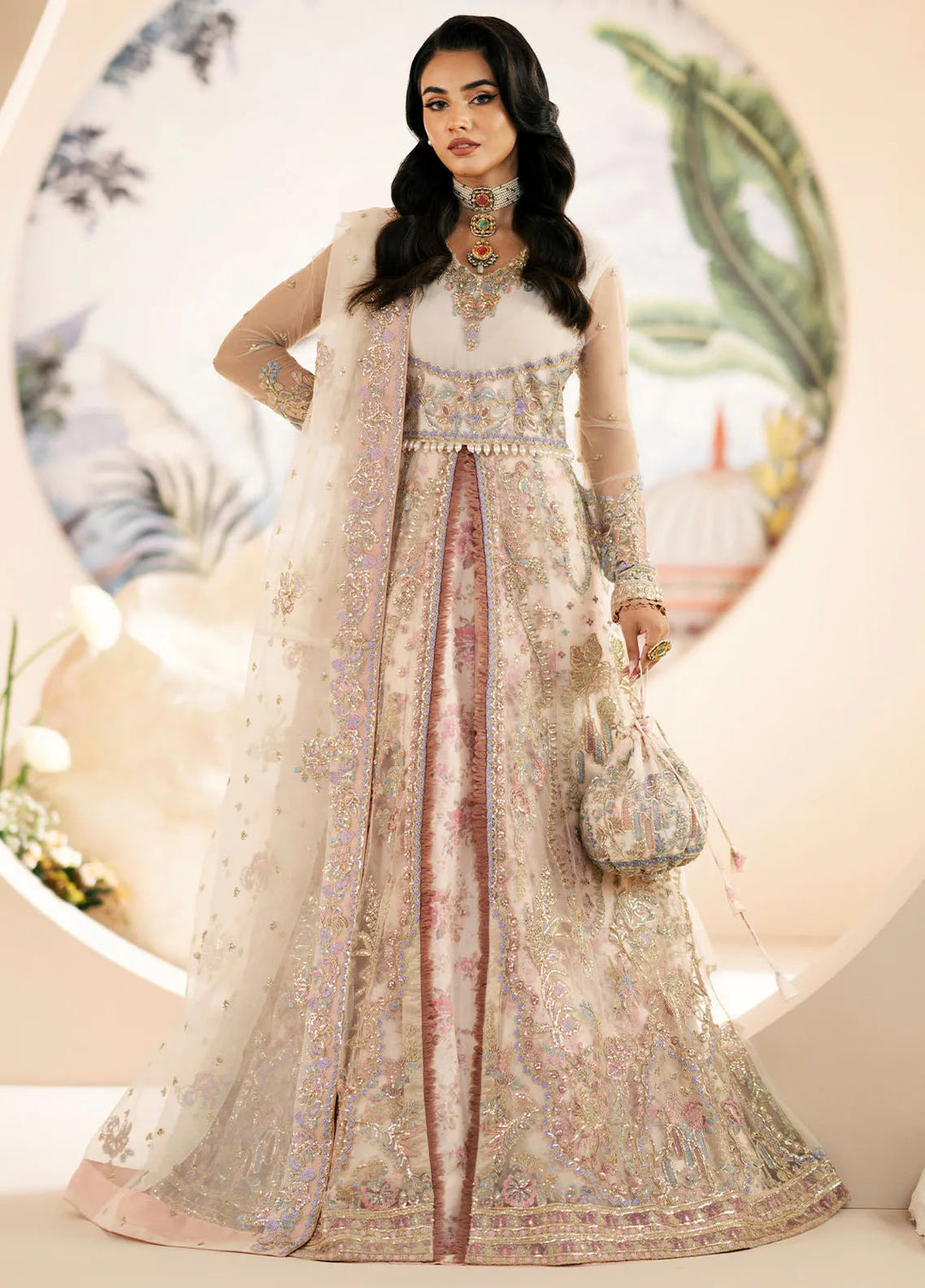 Inayat By AJR Embroidered Net Suit Unstitched 3 Piece AJR24I AFF-0 3 Amaryllis - Luxury Collection