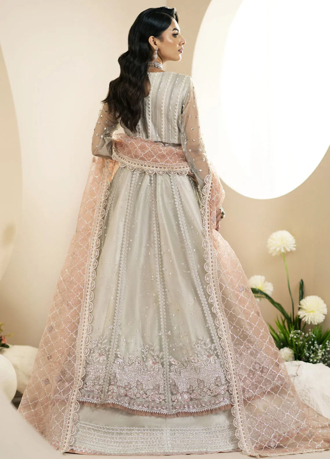 Inayat By AJR Embroidered Net Suit Unstitched 3 Piece AJR24I AFF-0 4 Magnolia - Luxury Collection