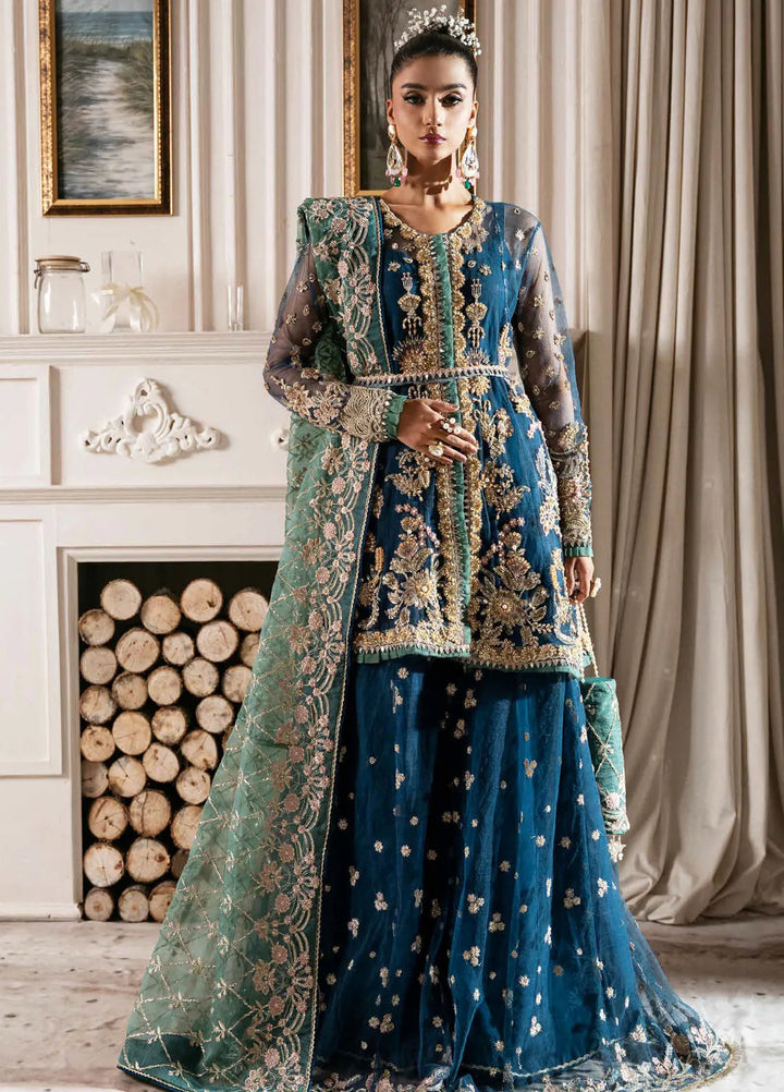 Inayat By Ajr Embroidered Net Suit Unstitched 3 Piece AJR24IWD-06 Regal Sapphire - Formal Collection