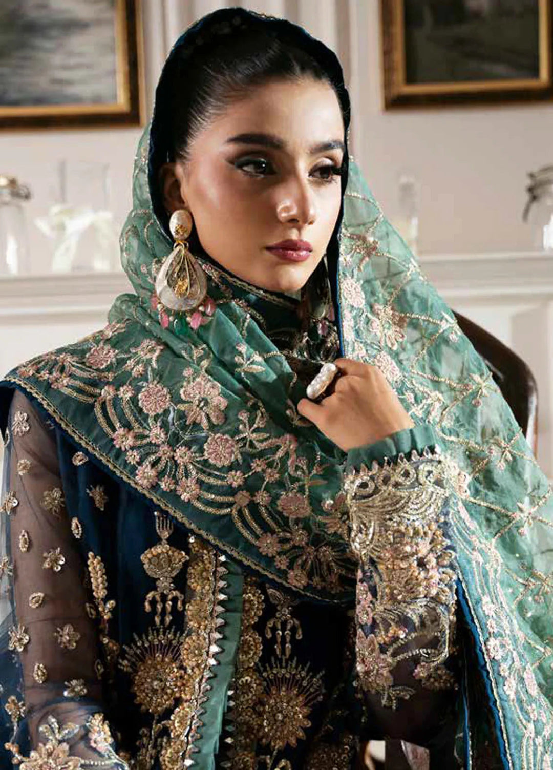 Inayat By Ajr Embroidered Net Suit Unstitched 3 Piece AJR24IWD-06 Regal Sapphire - Formal Collection