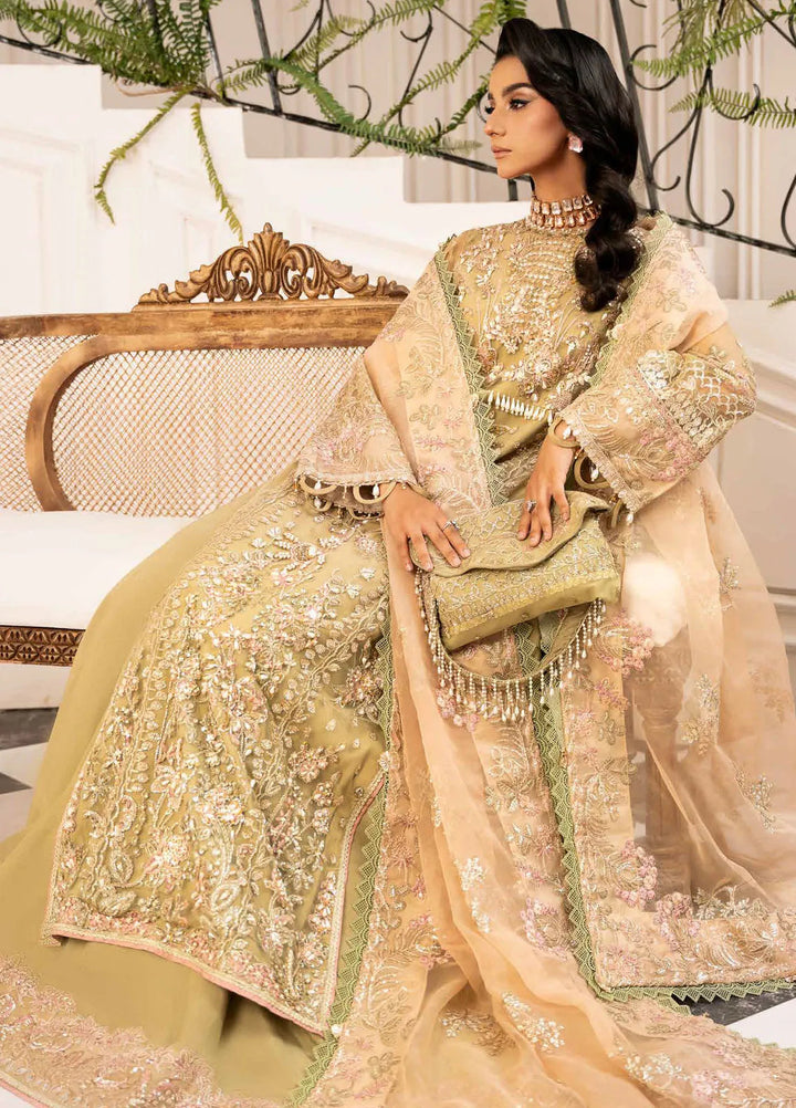 Inayat By Ajr Embroidered Net Suit Unstitched 4 Piece AJR24IWD-01 Brewing Matcha - Formal Collection
