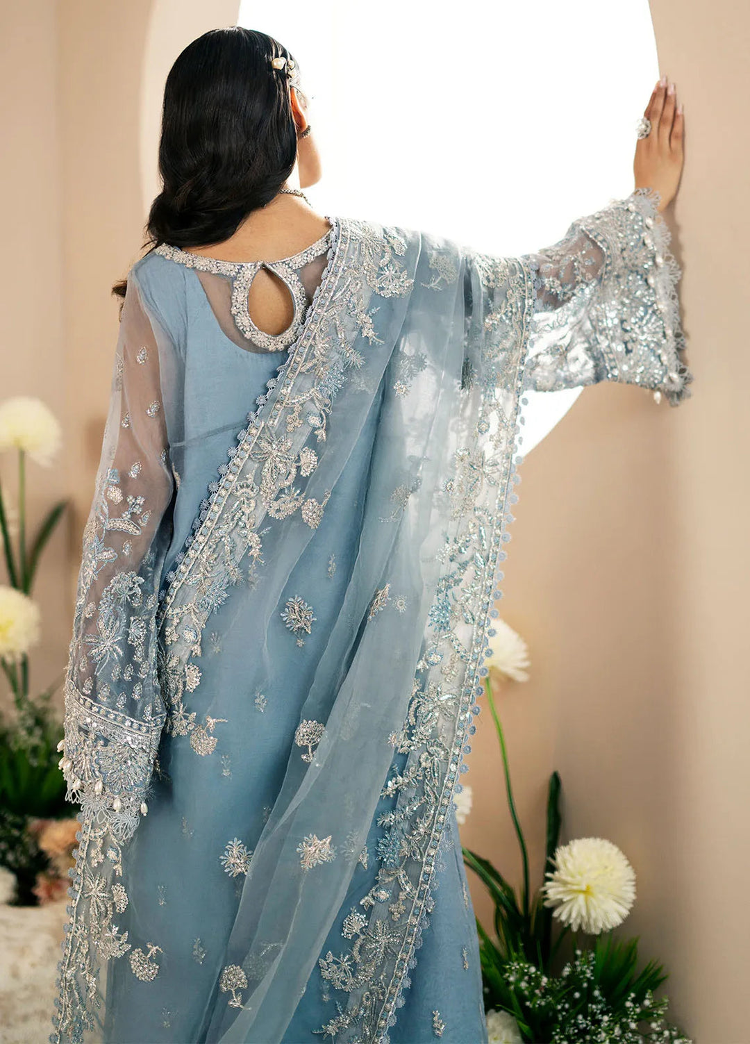 Inayat By AJR Embroidered Organza Suit Unstitched 3 Piece AJR24I AFF-0 2 Lotus - Luxury Collection