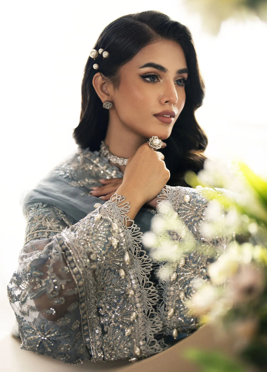 Inayat By AJR Embroidered Organza Suit Unstitched 3 Piece AJR24I AFF-0 2 Lotus - Luxury Collection