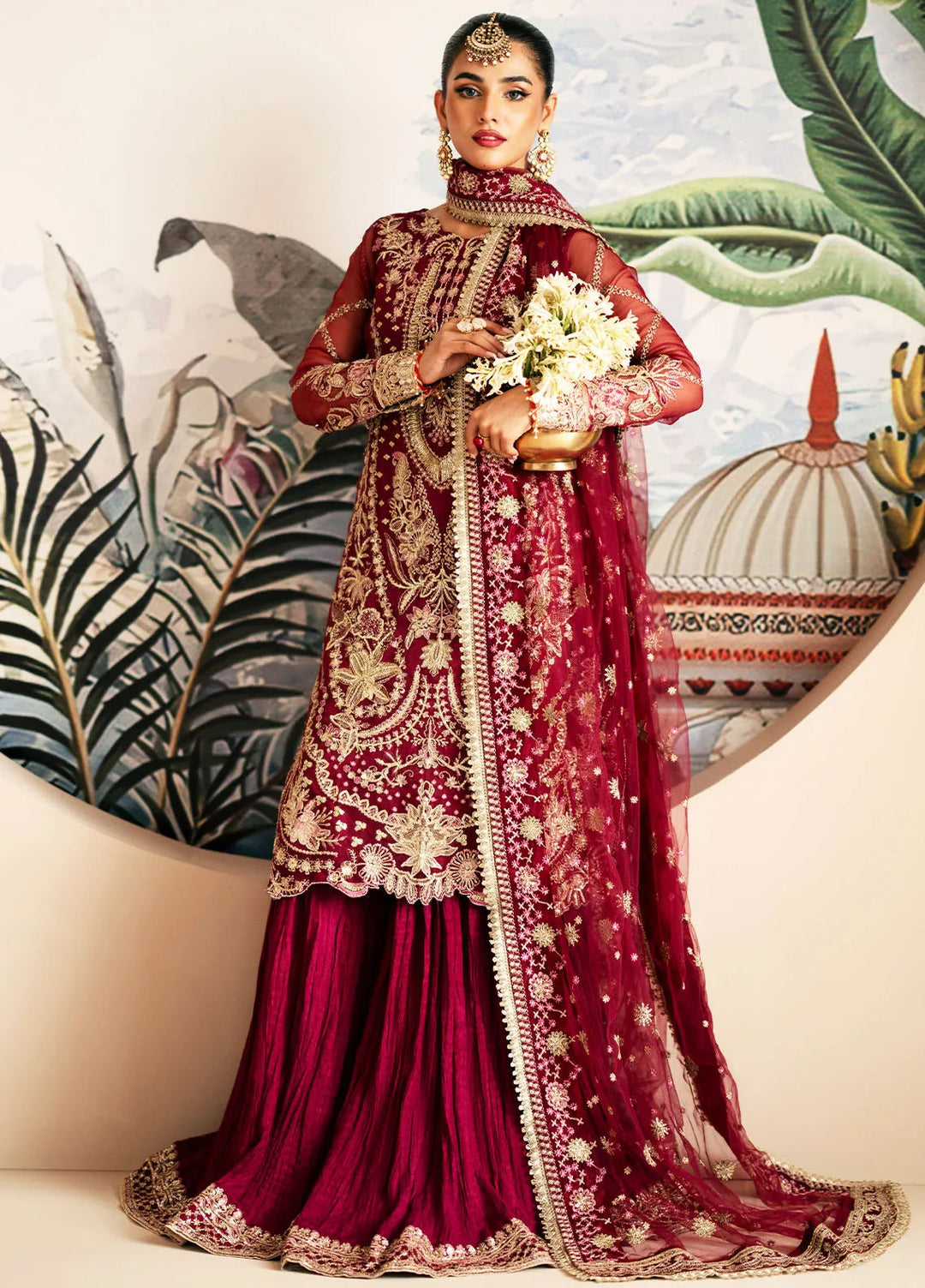 Inayat By AJR Embroidered Organza Suit Unstitched 3 Piece AJR24I AFF-0 6 Zinnia - Luxury Collection