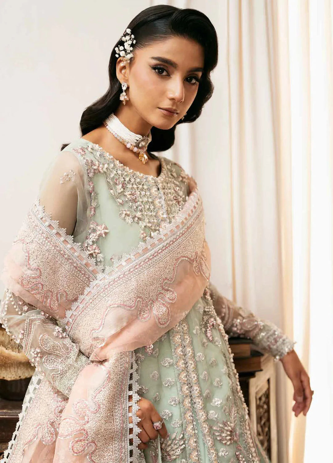 Inayat By Ajr Embroidered Organza Suit Unstitched 3 Piece AJR24IWD-02 Teel Tale - Formal Collection
