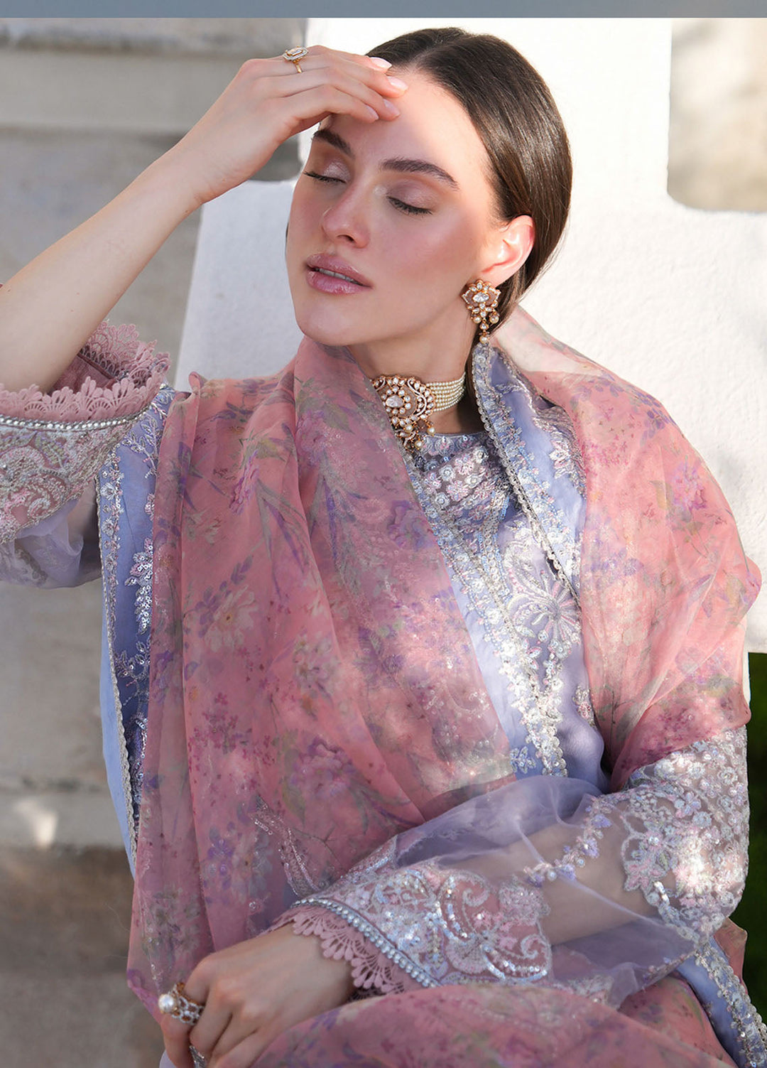 Inayat Embroidered Organza Suits Unstitched 3 Piece INT25UF INFF-05 Liza - Formals Collection
