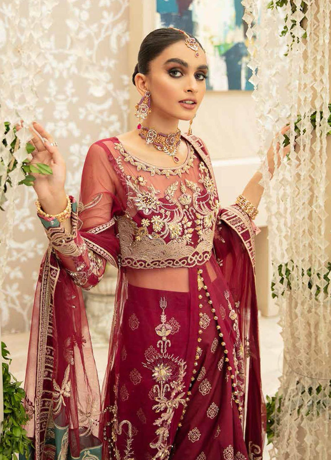 Inayat Embroidered Net Suits Unstitched 4 Piece IN21LW ILW-02 AZALEA - Luxury Formals Collection