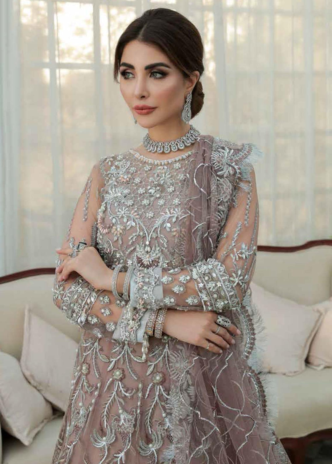 Inayat Embroidered Organza Suits Unstitched 3 Piece IN22LW 06 Elie - Luxury Wedding Collection