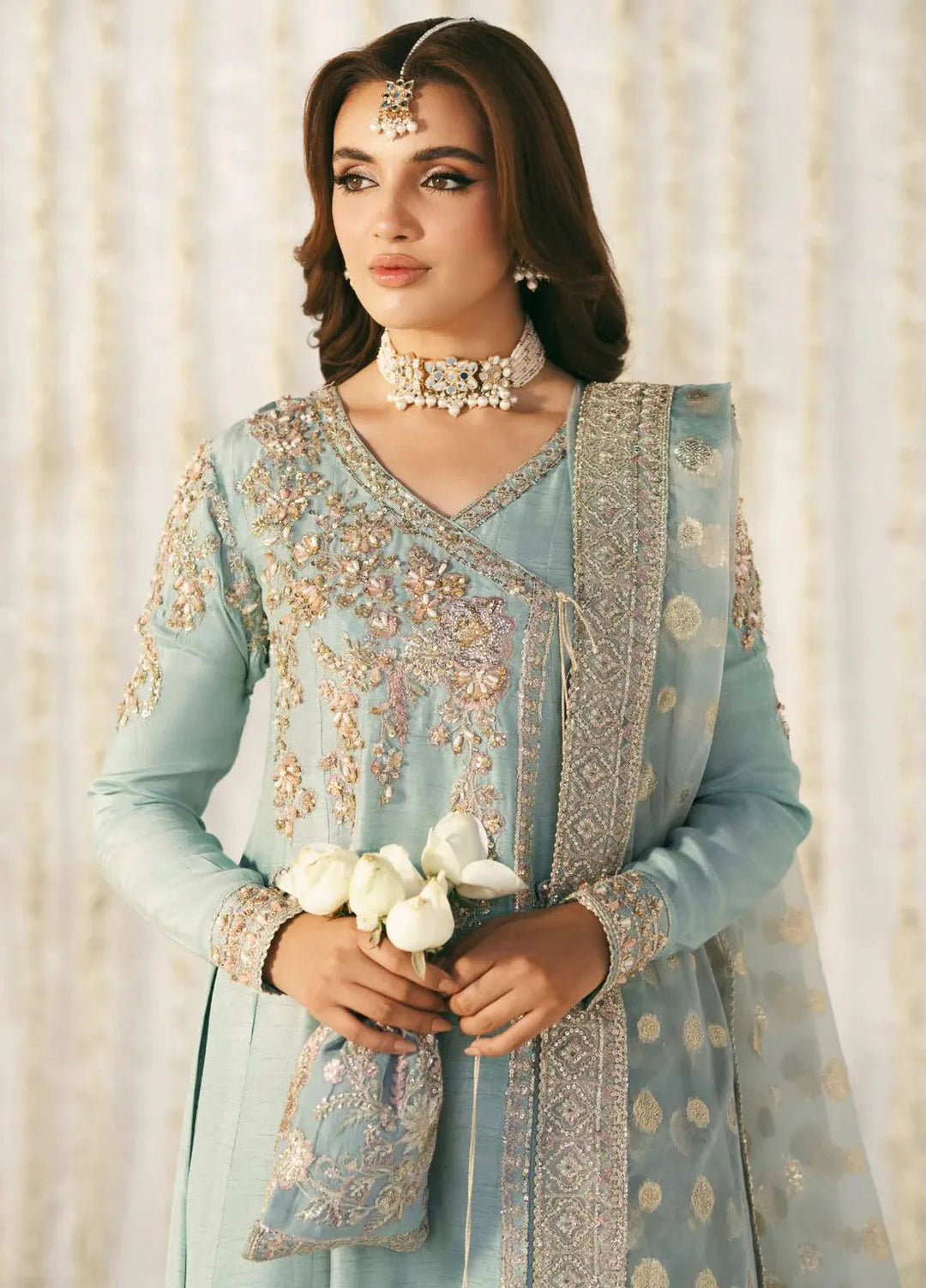 Inayat Pret Embroidered Raw Silk 3 Piece Suit Azara