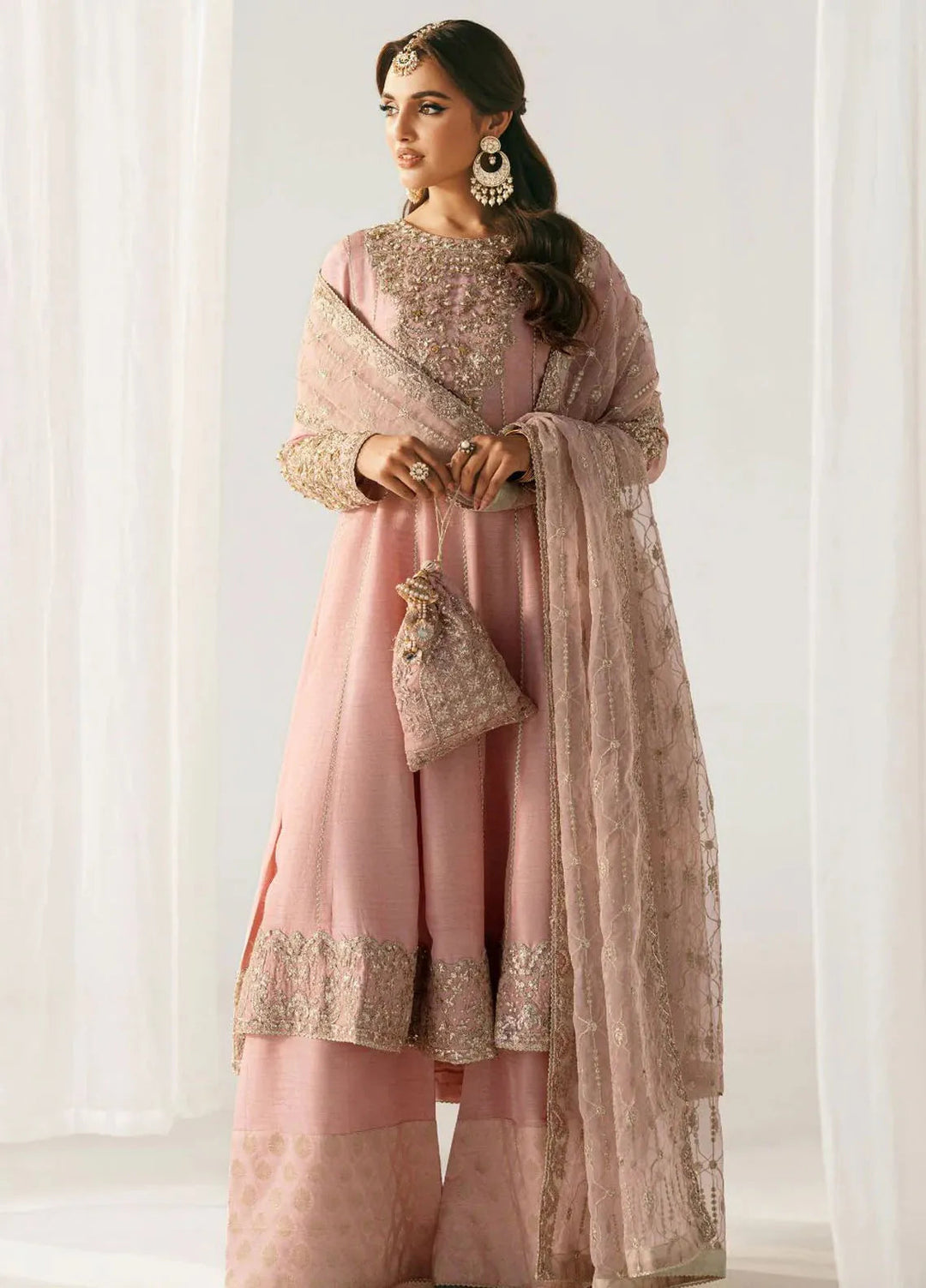 Inayat Pret Embroidered Raw Silk 3 Piece Suit Koh e Noor