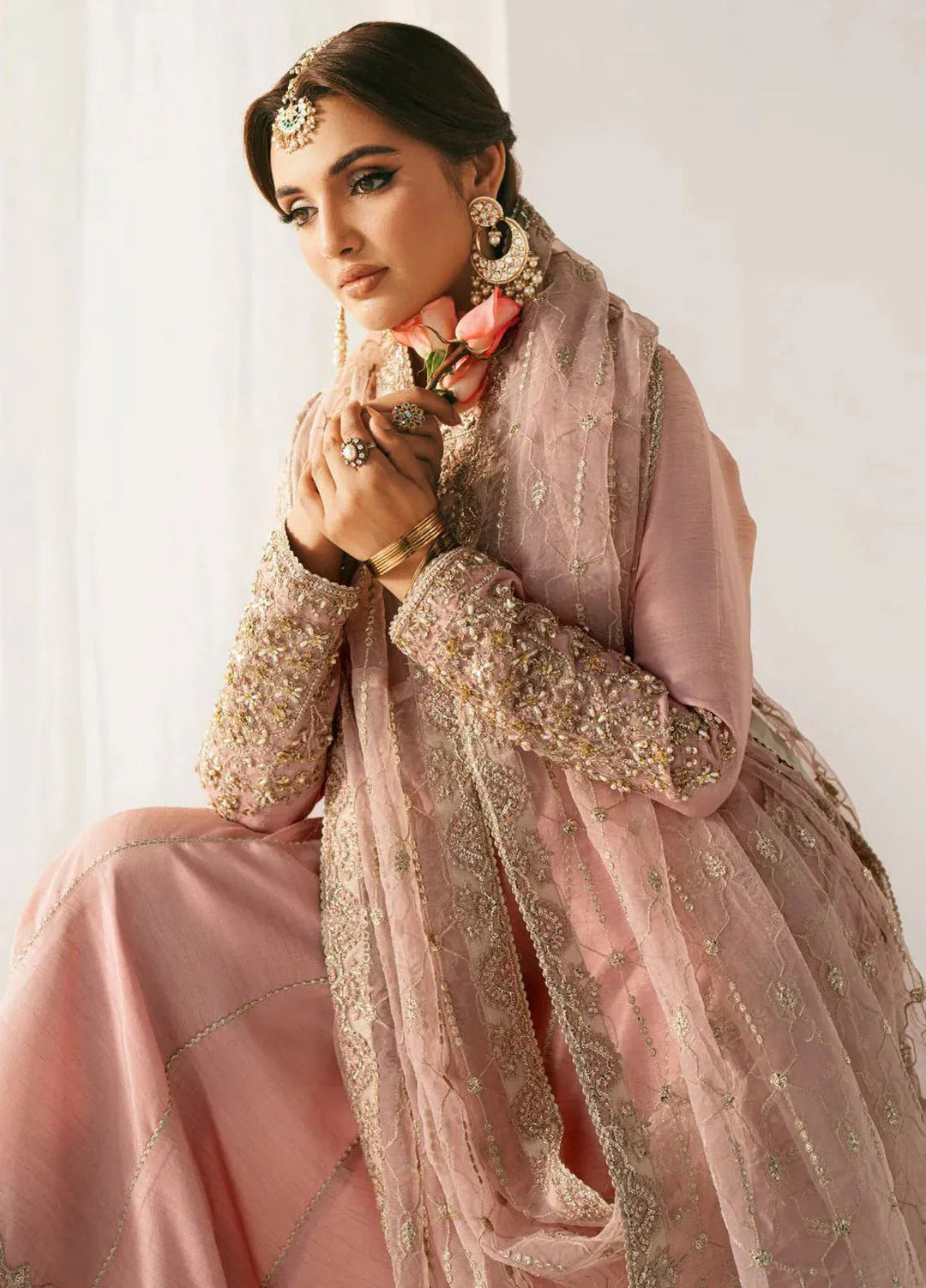 Inayat Pret Embroidered Raw Silk 3 Piece Suit Koh e Noor